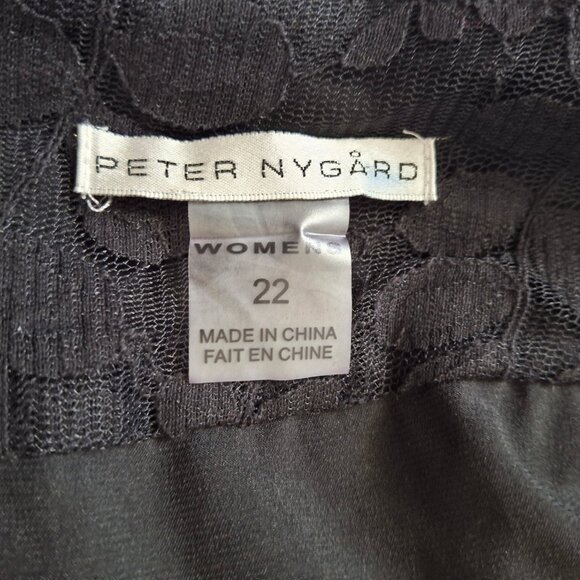 Nygard Gathered Bubble Hem Ribbon & Lace Skirt Size 22 Black Satin Ribbon Lined - Picture 12 of 13